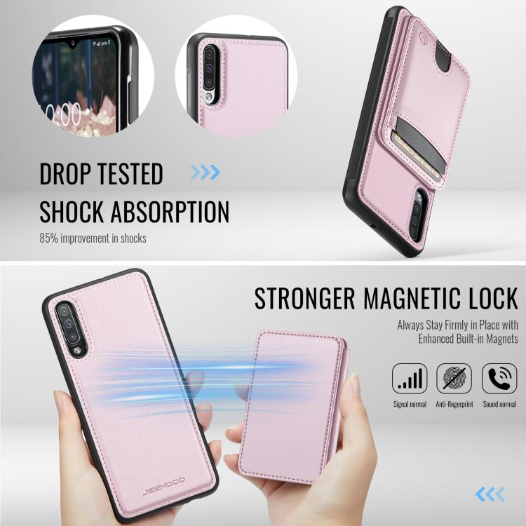 For Samsung Galaxy A50 JEEHOOD J10 Flip Card Bag MagSafe Split RFID Leather Phone Case