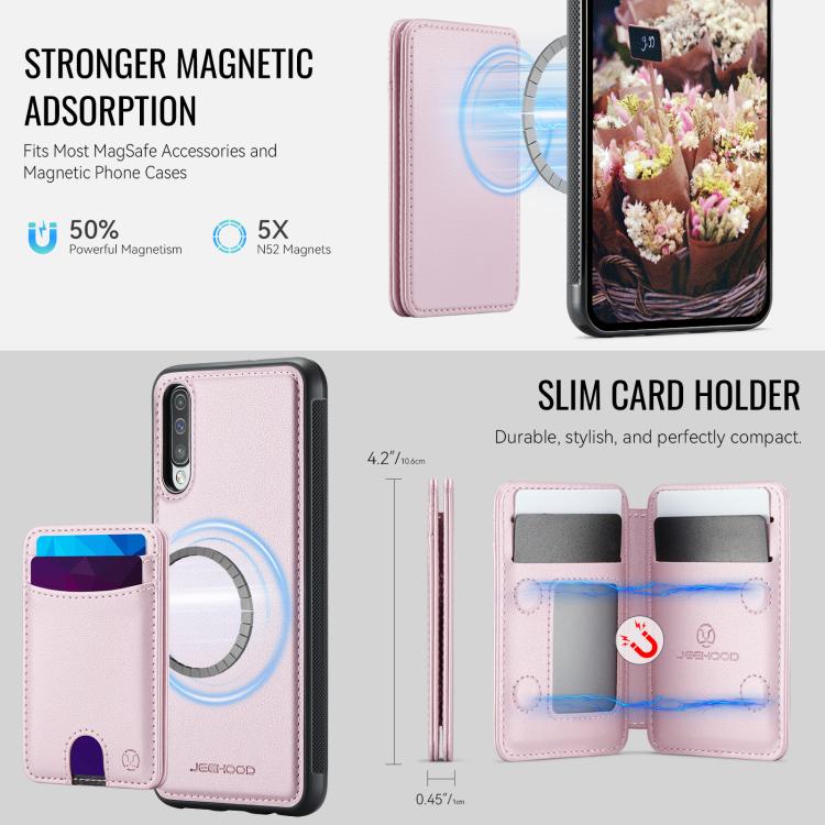 For Samsung Galaxy A50 JEEHOOD J10 Flip Card Bag MagSafe Split RFID Leather Phone Case