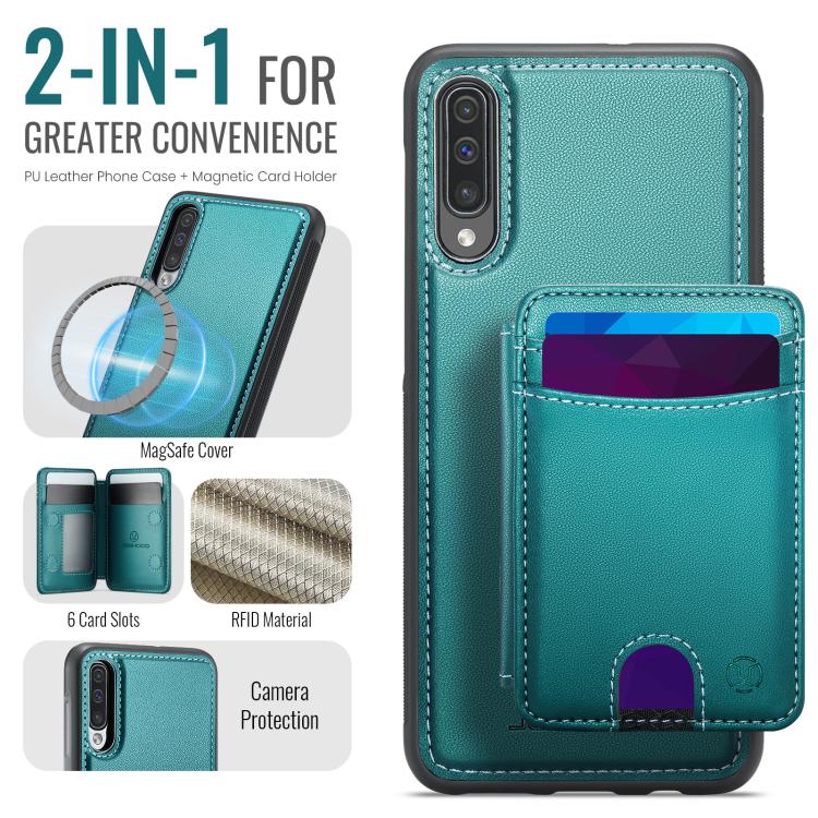For Samsung Galaxy A50 JEEHOOD J10 Flip Card Bag MagSafe Split RFID Leather Phone Case