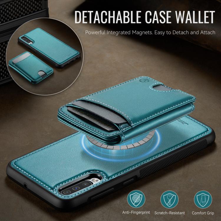 For Samsung Galaxy A50 JEEHOOD J10 Flip Card Bag MagSafe Split RFID Leather Phone Case
