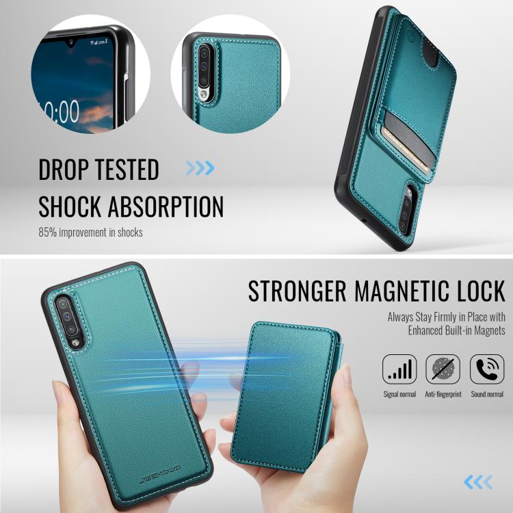For Samsung Galaxy A50 JEEHOOD J10 Flip Card Bag MagSafe Split RFID Leather Phone Case