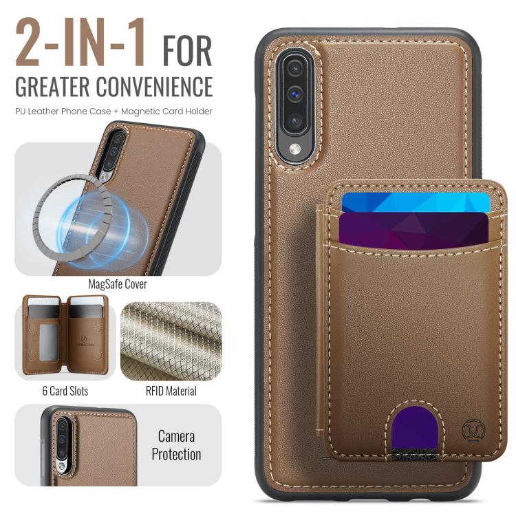For Samsung Galaxy A50 JEEHOOD J10 Flip Card Bag MagSafe Split RFID Leather Phone Case