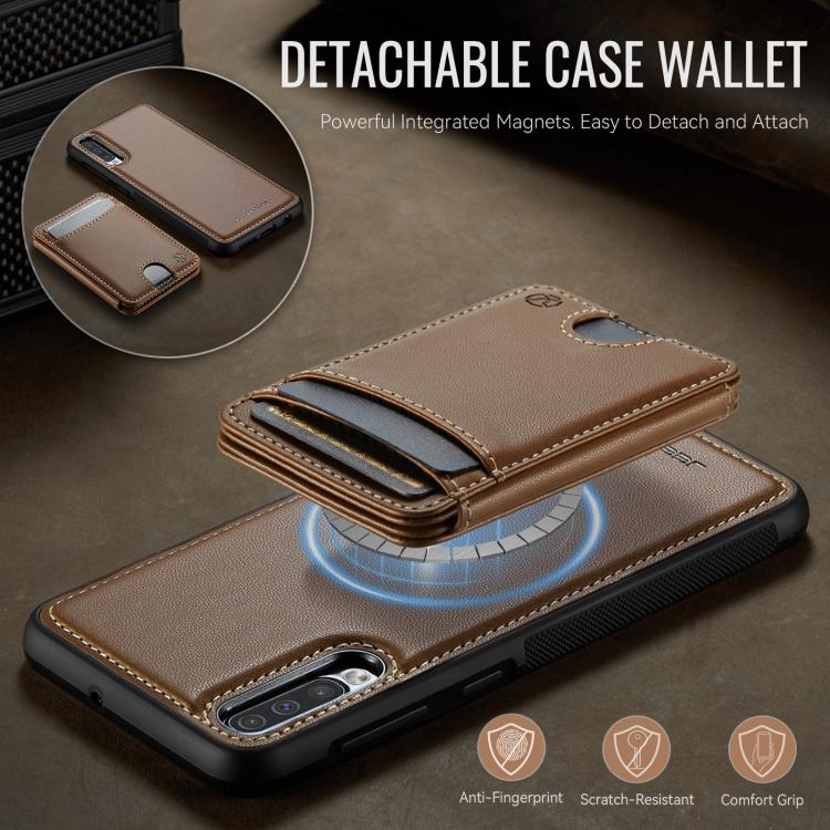 For Samsung Galaxy A50 JEEHOOD J10 Flip Card Bag MagSafe Split RFID Leather Phone Case