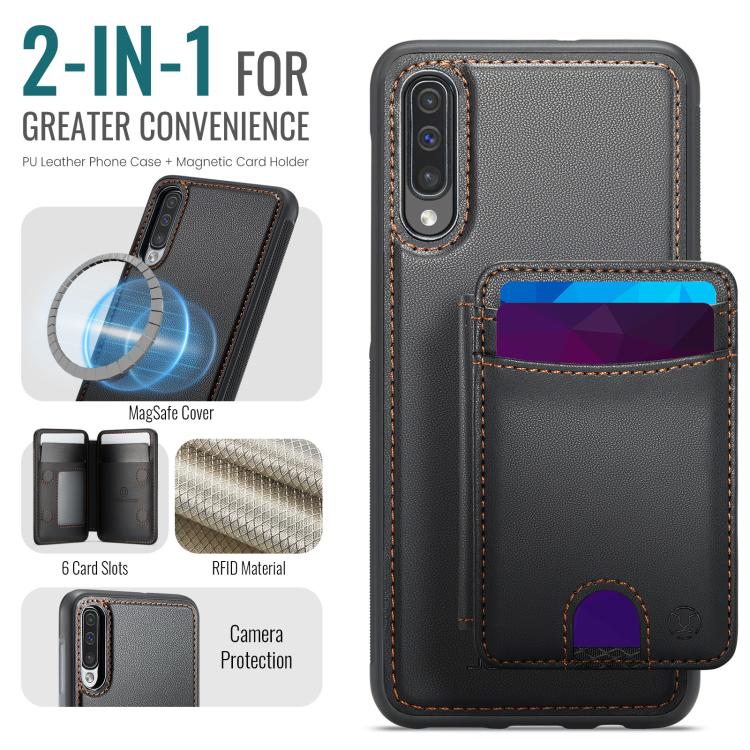 For Samsung Galaxy A50 JEEHOOD J10 Flip Card Bag MagSafe Split RFID Leather Phone Case