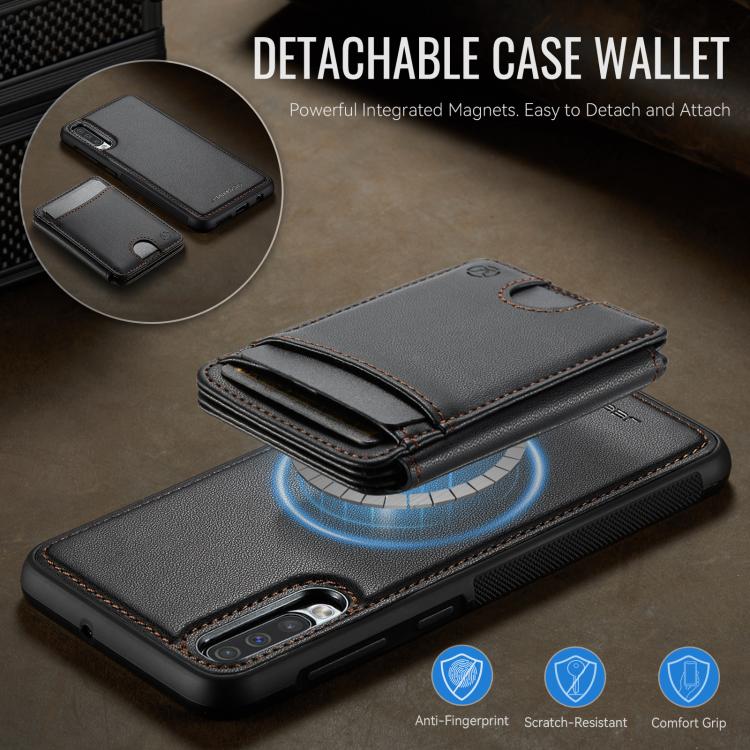 For Samsung Galaxy A50 JEEHOOD J10 Flip Card Bag MagSafe Split RFID Leather Phone Case