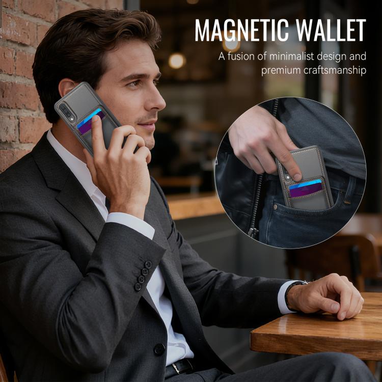 For Samsung Galaxy A50 JEEHOOD J10 Flip Card Bag MagSafe Split RFID Leather Phone Case