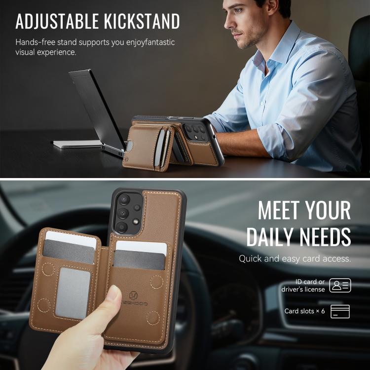 For Samsung Galaxy A13 5G / 4G / A04s JEEHOOD J10 Flip Card Bag MagSafe Split RFID Leather Phone Case