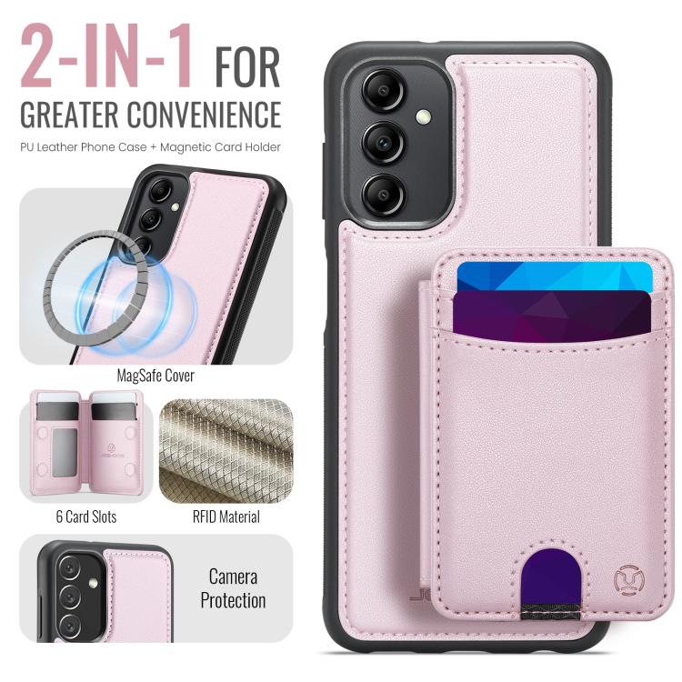 For Samsung Galaxy A14 5G / 4G / M44 5G JEEHOOD J10 Flip Card Bag MagSafe Split RFID Leather Phone Case