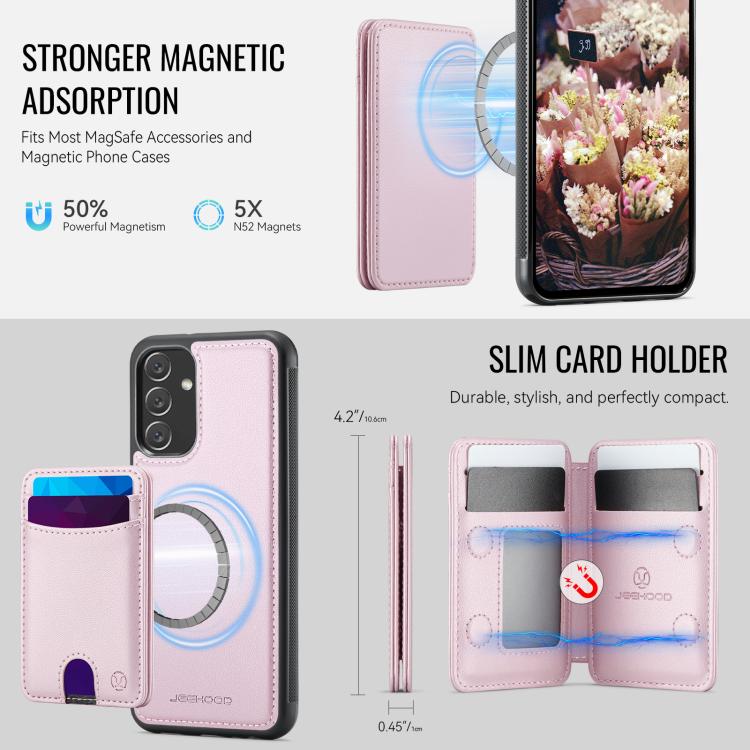 For Samsung Galaxy A14 5G / 4G / M44 5G JEEHOOD J10 Flip Card Bag MagSafe Split RFID Leather Phone Case