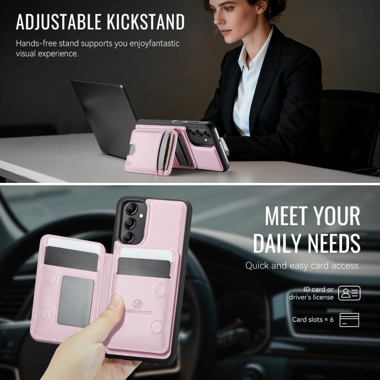 For Samsung Galaxy A14 5G / 4G / M44 5G JEEHOOD J10 Flip Card Bag MagSafe Split RFID Leather Phone Case