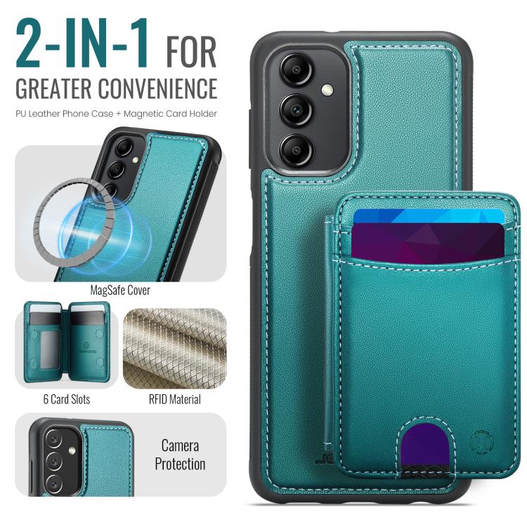 For Samsung Galaxy A14 5G / 4G / M44 5G JEEHOOD J10 Flip Card Bag MagSafe Split RFID Leather Phone Case
