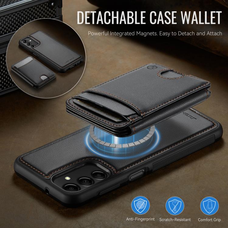 For Samsung Galaxy A14 5G / 4G / M44 5G JEEHOOD J10 Flip Card Bag MagSafe Split RFID Leather Phone Case