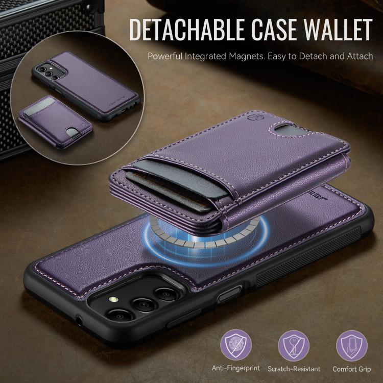 For Samsung Galaxy A24 4G JEEHOOD J10 Flip Card Bag MagSafe Split RFID Leather Phone Case