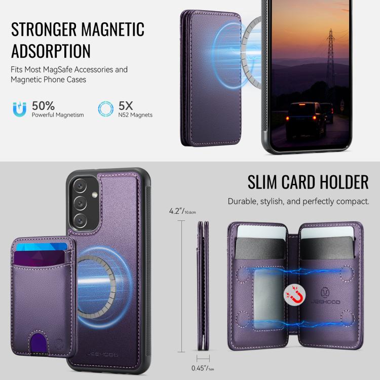 For Samsung Galaxy A24 4G JEEHOOD J10 Flip Card Bag MagSafe Split RFID Leather Phone Case