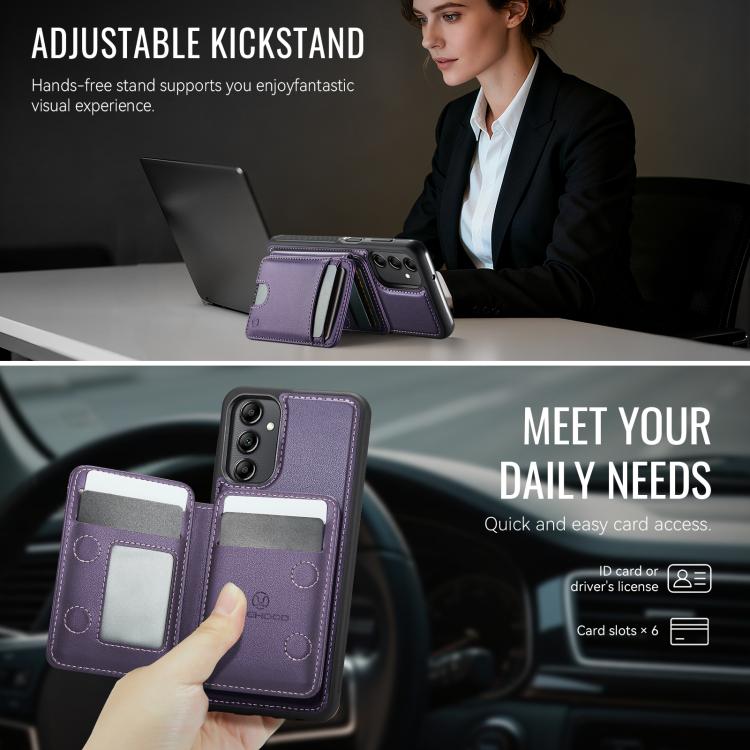 For Samsung Galaxy A24 4G JEEHOOD J10 Flip Card Bag MagSafe Split RFID Leather Phone Case