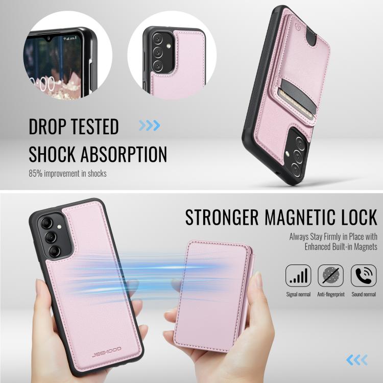 For Samsung Galaxy A24 4G JEEHOOD J10 Flip Card Bag MagSafe Split RFID Leather Phone Case