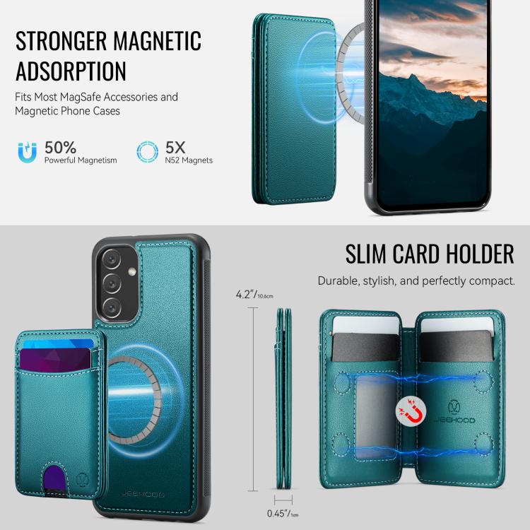 For Samsung Galaxy A24 4G JEEHOOD J10 Flip Card Bag MagSafe Split RFID Leather Phone Case