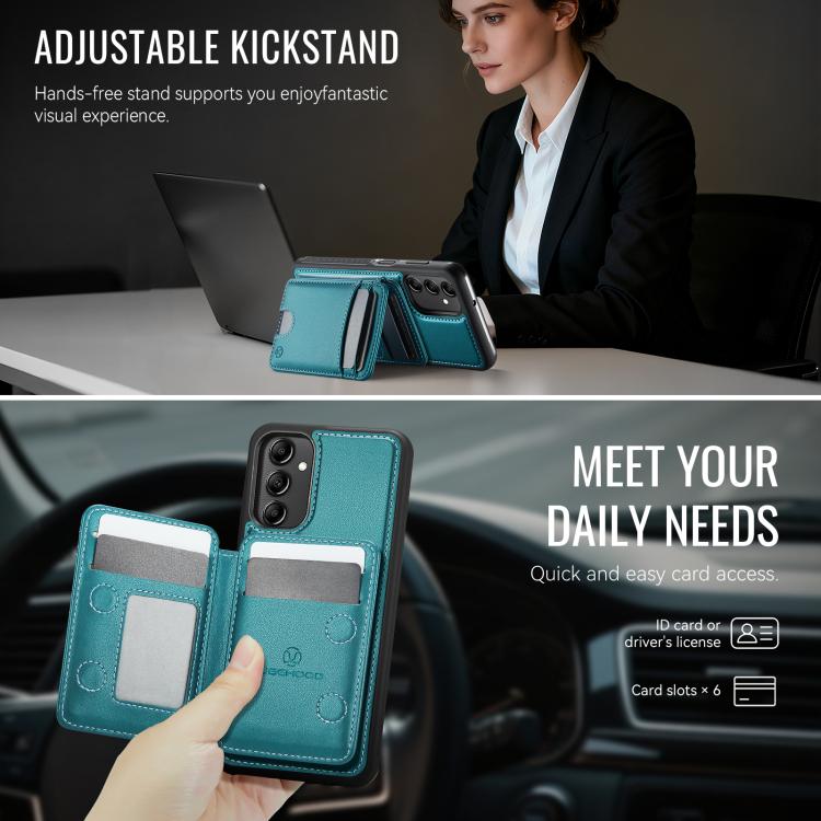 For Samsung Galaxy A24 4G JEEHOOD J10 Flip Card Bag MagSafe Split RFID Leather Phone Case