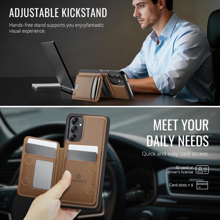 For Samsung Galaxy A24 4G JEEHOOD J10 Flip Card Bag MagSafe Split RFID Leather Phone Case
