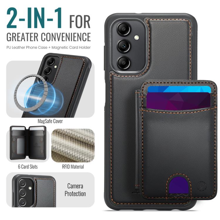 For Samsung Galaxy A24 4G JEEHOOD J10 Flip Card Bag MagSafe Split RFID Leather Phone Case