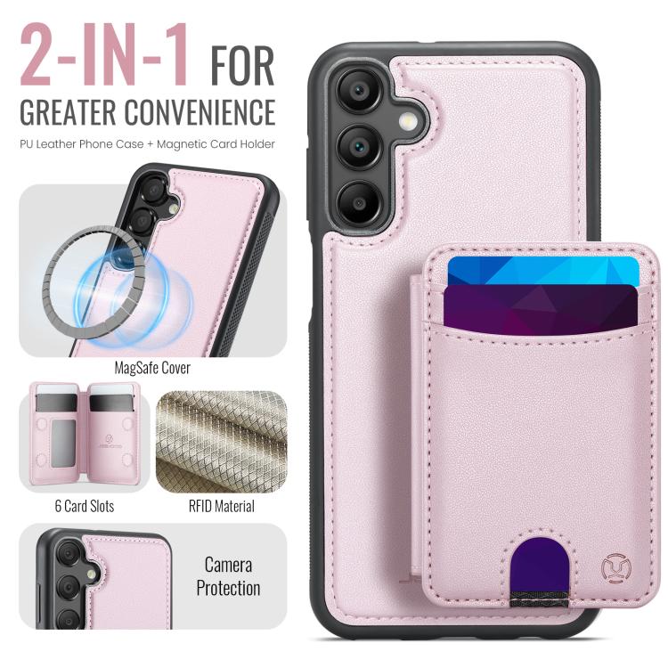 For Samsung Galaxy A15 5G / 4G JEEHOOD J10 Flip Card Bag MagSafe Split RFID Leather Phone Case