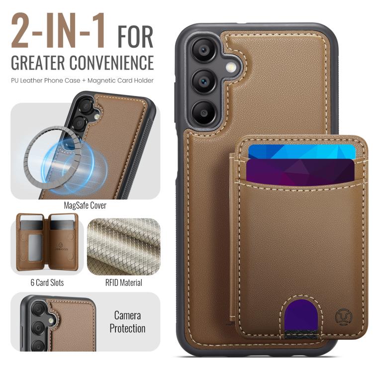 For Samsung Galaxy A15 5G / 4G JEEHOOD J10 Flip Card Bag MagSafe Split RFID Leather Phone Case