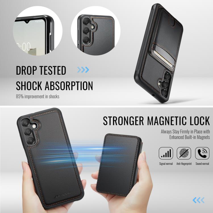 For Samsung Galaxy A15 5G / 4G JEEHOOD J10 Flip Card Bag MagSafe Split RFID Leather Phone Case