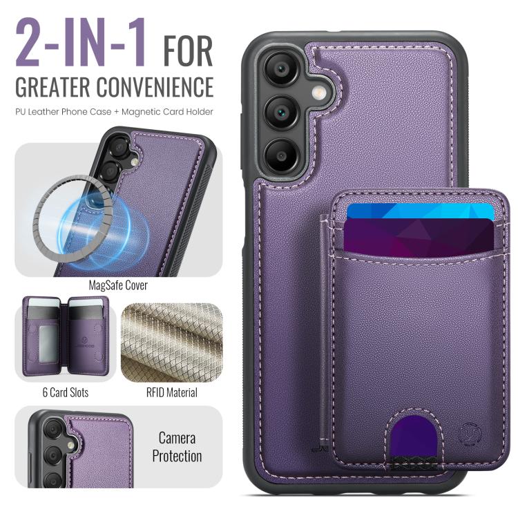 For Samsung Galaxy A25 5G / 4G JEEHOOD J10 Flip Card Bag MagSafe Split RFID Leather Phone Case