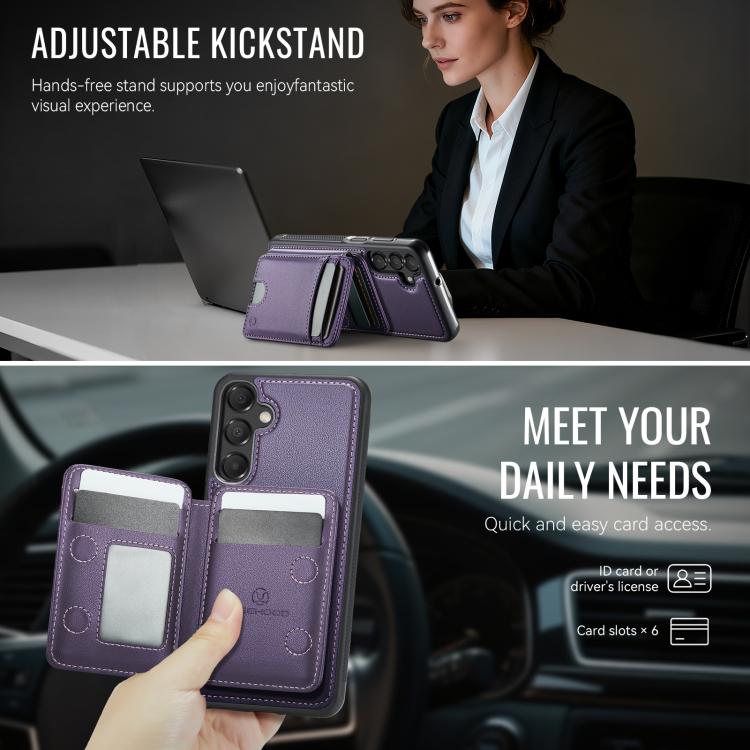 For Samsung Galaxy A25 5G / 4G JEEHOOD J10 Flip Card Bag MagSafe Split RFID Leather Phone Case
