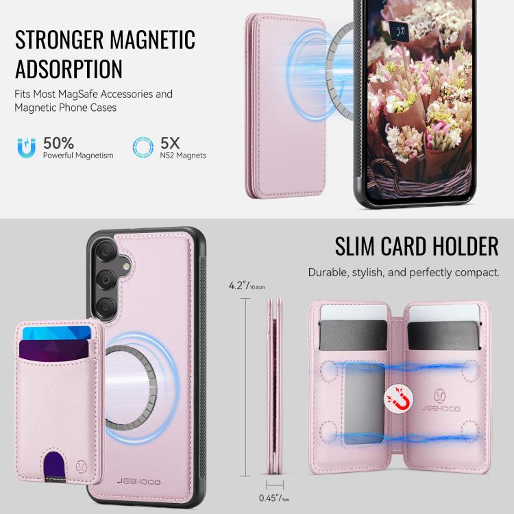 For Samsung Galaxy A25 5G / 4G JEEHOOD J10 Flip Card Bag MagSafe Split RFID Leather Phone Case