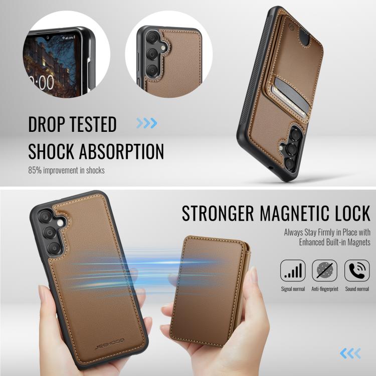 For Samsung Galaxy A25 5G / 4G JEEHOOD J10 Flip Card Bag MagSafe Split RFID Leather Phone Case