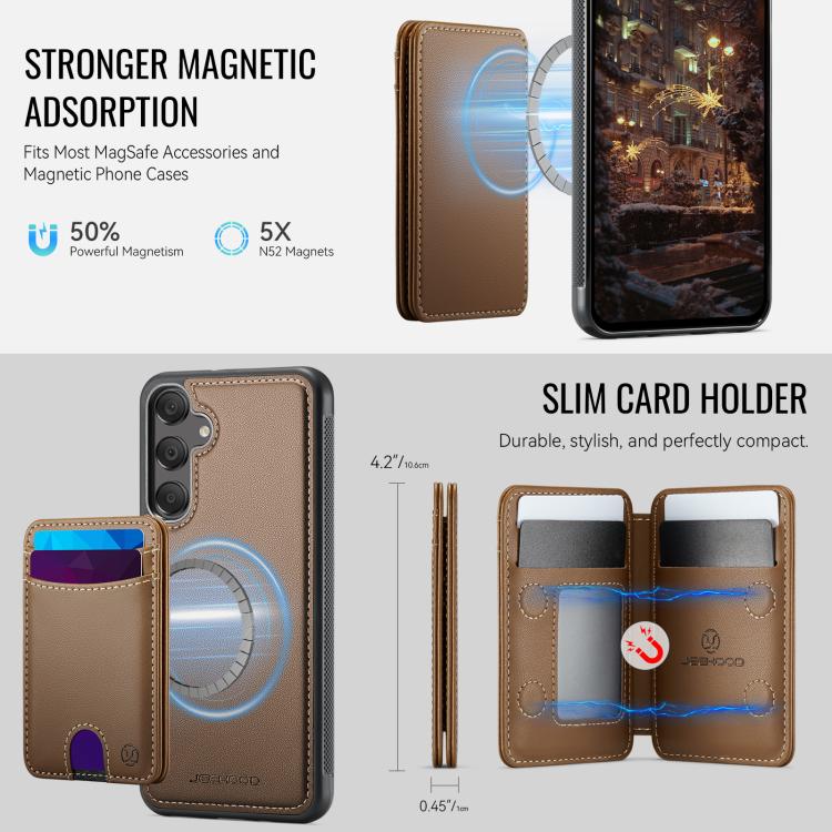 For Samsung Galaxy A25 5G / 4G JEEHOOD J10 Flip Card Bag MagSafe Split RFID Leather Phone Case