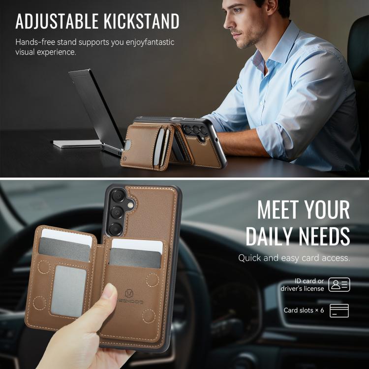 For Samsung Galaxy A25 5G / 4G JEEHOOD J10 Flip Card Bag MagSafe Split RFID Leather Phone Case