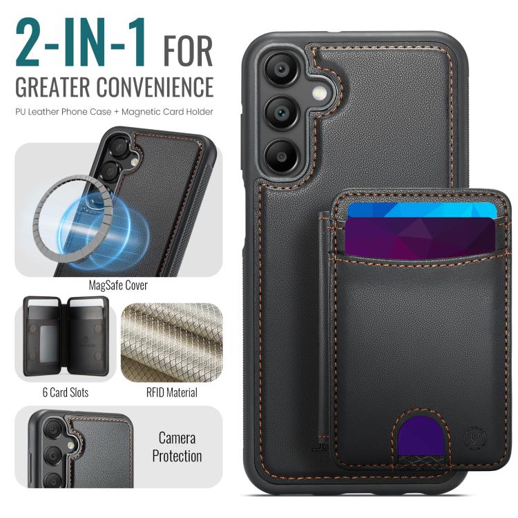 For Samsung Galaxy A25 5G / 4G JEEHOOD J10 Flip Card Bag MagSafe Split RFID Leather Phone Case