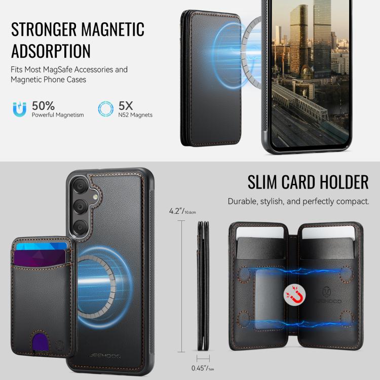 For Samsung Galaxy A25 5G / 4G JEEHOOD J10 Flip Card Bag MagSafe Split RFID Leather Phone Case