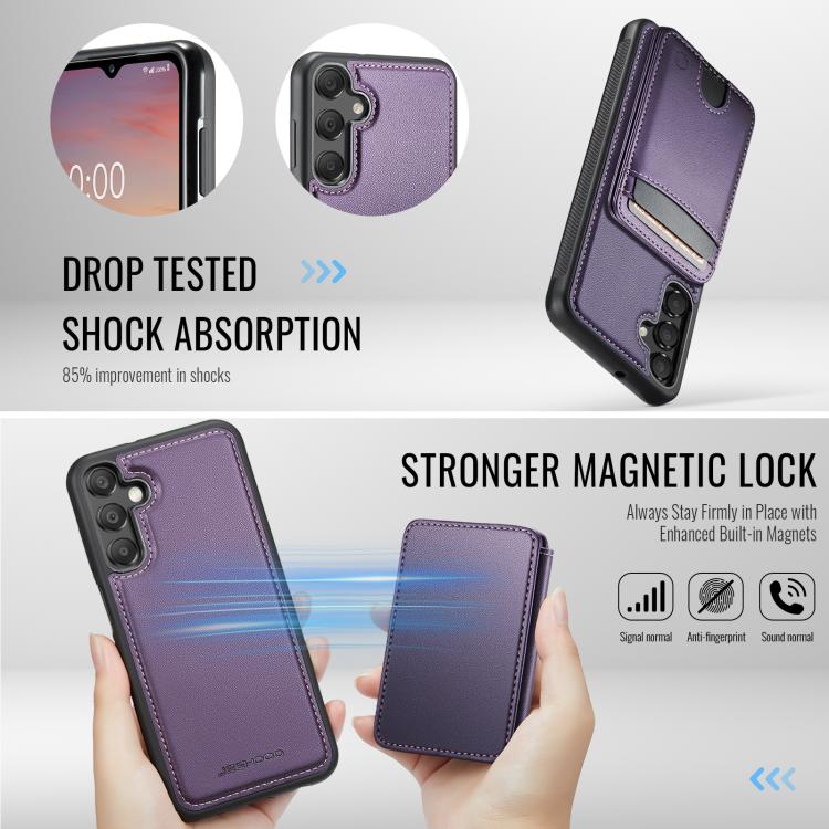 For Samsung Galaxy A17 5G / 4G JEEHOOD J10 Flip Card Bag MagSafe Split RFID Leather Phone Case