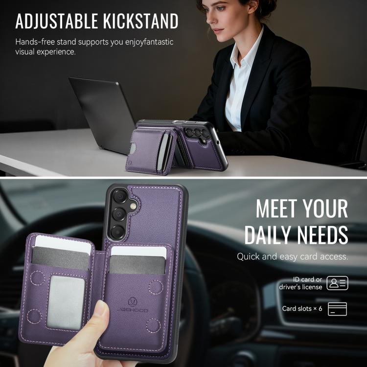 For Samsung Galaxy A17 5G / 4G JEEHOOD J10 Flip Card Bag MagSafe Split RFID Leather Phone Case