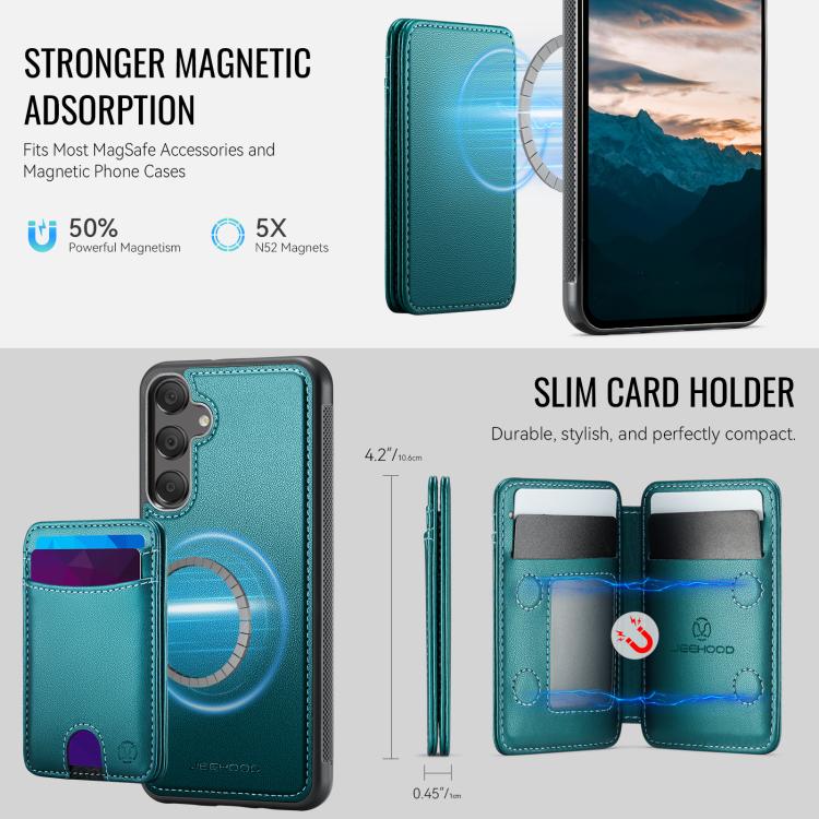 For Samsung Galaxy A17 5G / 4G JEEHOOD J10 Flip Card Bag MagSafe Split RFID Leather Phone Case