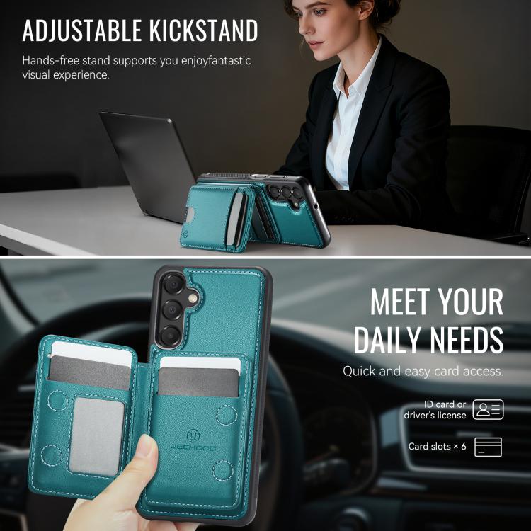 For Samsung Galaxy A17 5G / 4G JEEHOOD J10 Flip Card Bag MagSafe Split RFID Leather Phone Case