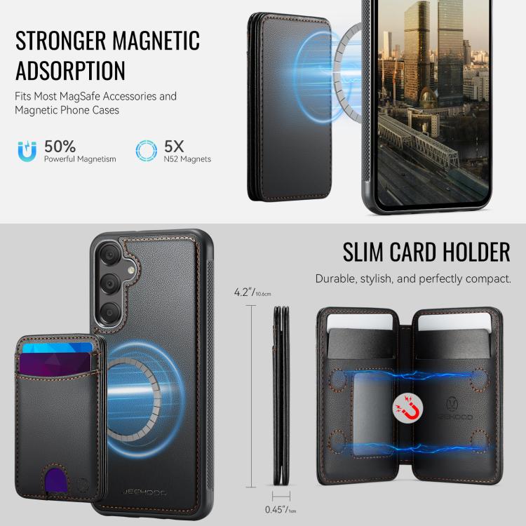 For Samsung Galaxy A17 5G / 4G JEEHOOD J10 Flip Card Bag MagSafe Split RFID Leather Phone Case