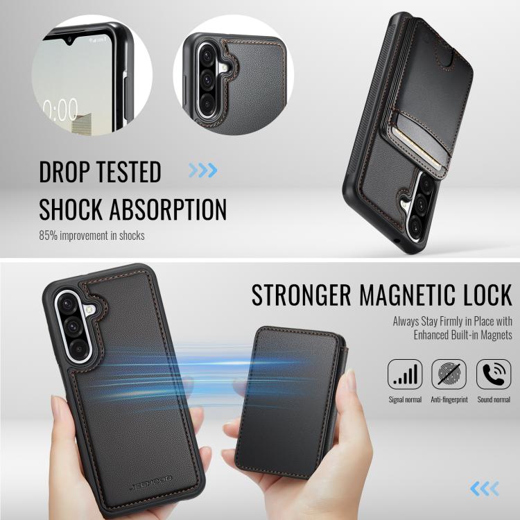 For Samsung Galaxy A26 5G JEEHOOD J10 Flip Card Bag MagSafe Split RFID Leather Phone Case