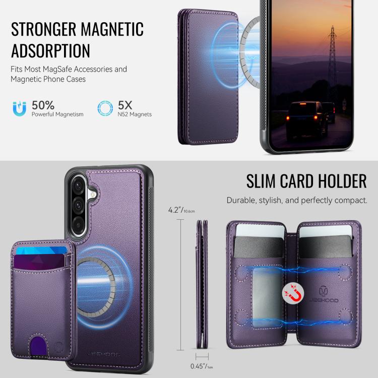 For Samsung Galaxy A36 5G JEEHOOD J10 Flip Card Bag MagSafe Split RFID Leather Phone Case