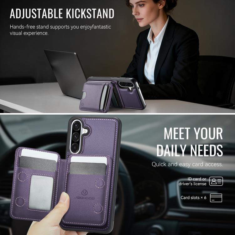 For Samsung Galaxy A36 5G JEEHOOD J10 Flip Card Bag MagSafe Split RFID Leather Phone Case