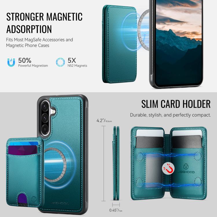 For Samsung Galaxy A36 5G JEEHOOD J10 Flip Card Bag MagSafe Split RFID Leather Phone Case
