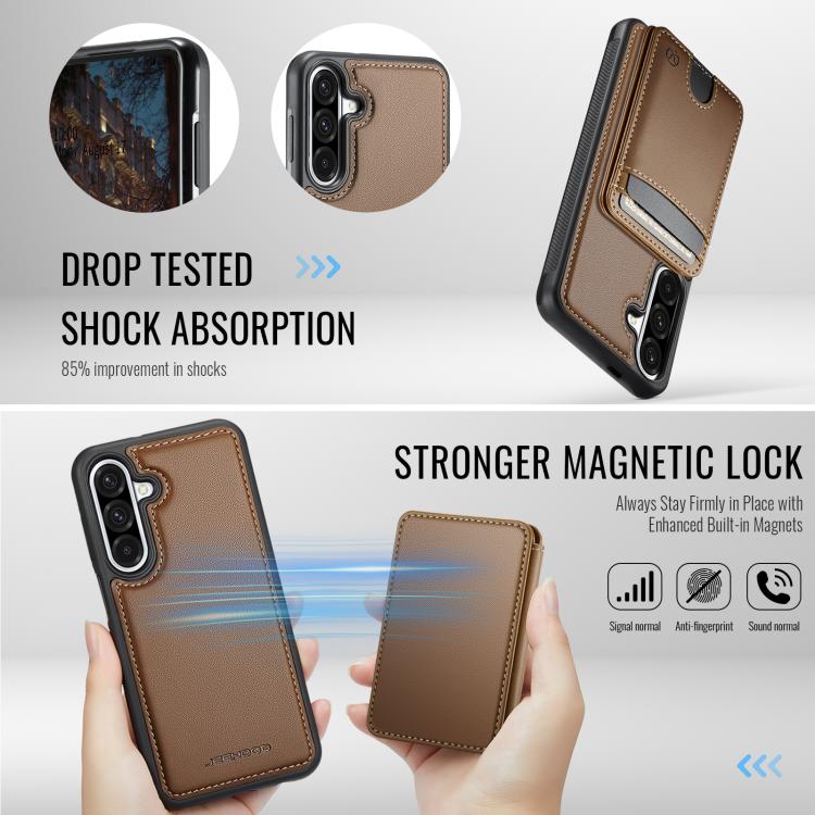 For Samsung Galaxy A36 5G JEEHOOD J10 Flip Card Bag MagSafe Split RFID Leather Phone Case