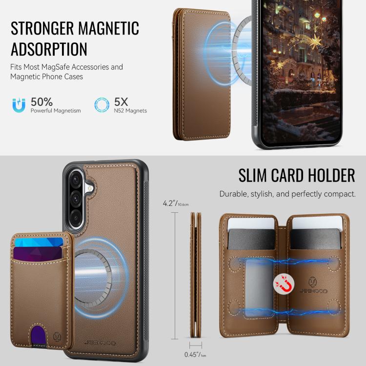 For Samsung Galaxy A36 5G JEEHOOD J10 Flip Card Bag MagSafe Split RFID Leather Phone Case