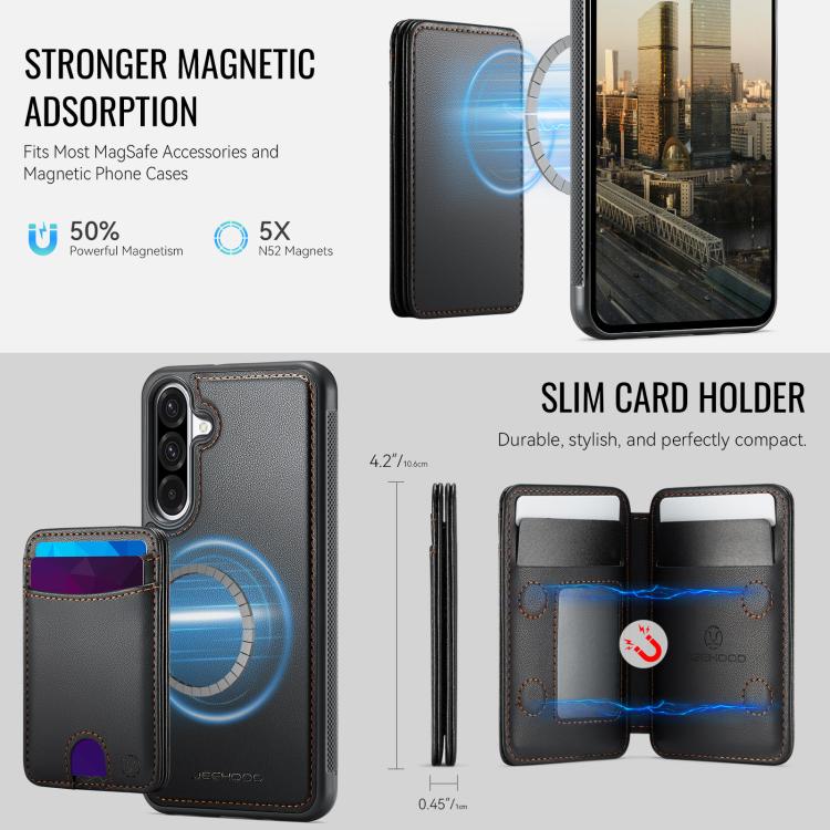 For Samsung Galaxy A36 5G JEEHOOD J10 Flip Card Bag MagSafe Split RFID Leather Phone Case