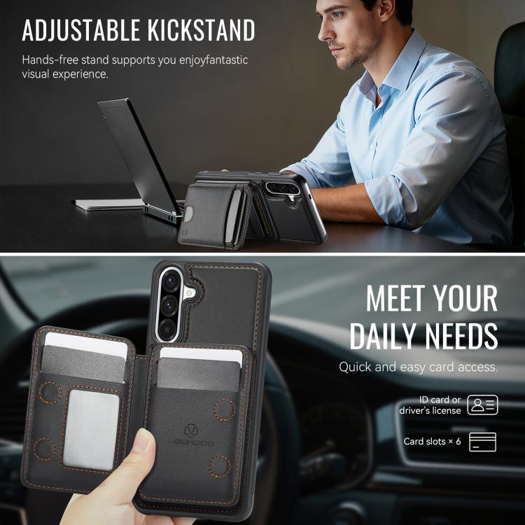 For Samsung Galaxy A36 5G JEEHOOD J10 Flip Card Bag MagSafe Split RFID Leather Phone Case
