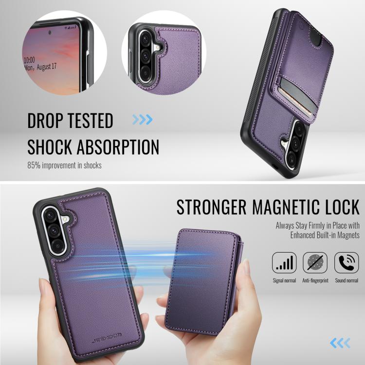 For Samsung Galaxy A56 5G JEEHOOD J10 Flip Card Bag MagSafe Split RFID Leather Phone Case