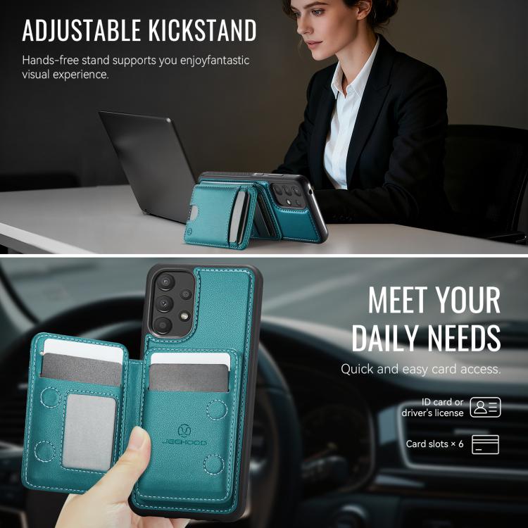 For Samsung Galaxy A52 5G / 4G / A52s 5G JEEHOOD J10 Flip Card Bag MagSafe Split RFID Leather Phone Case